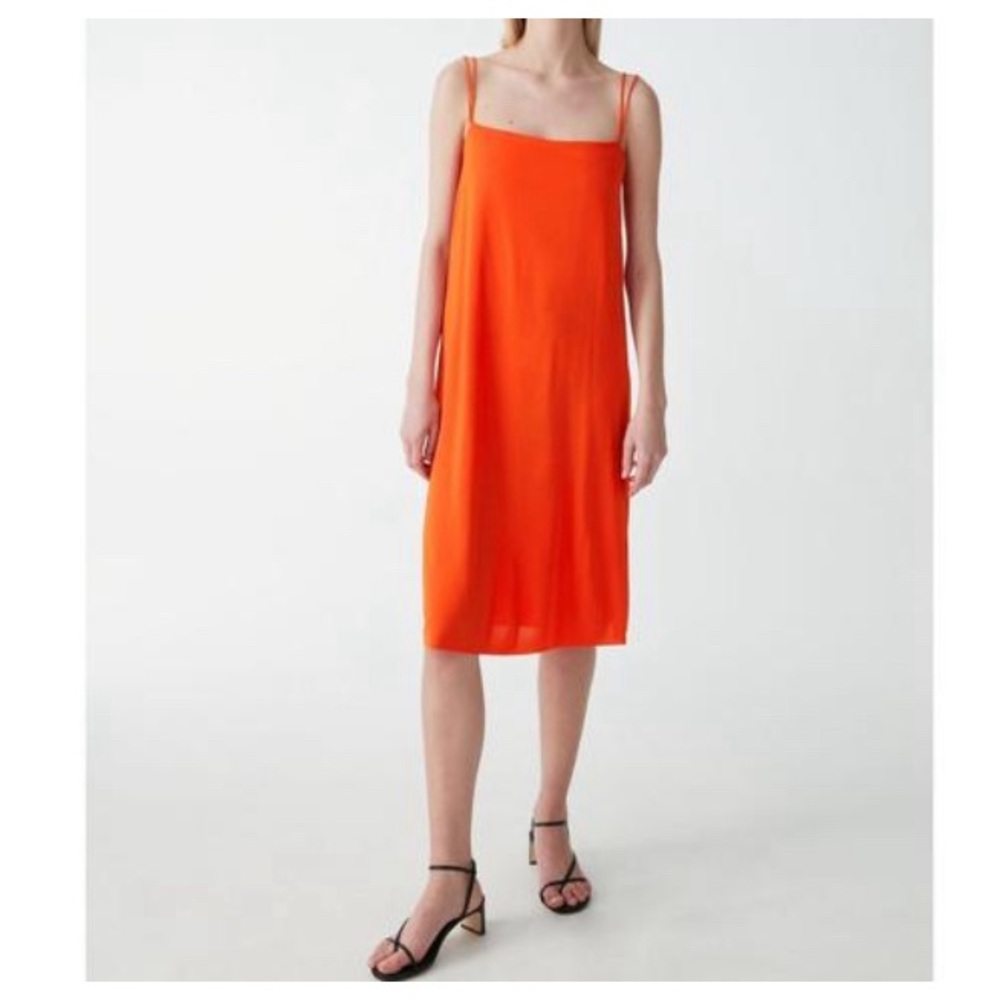COS Orange midi slip dress